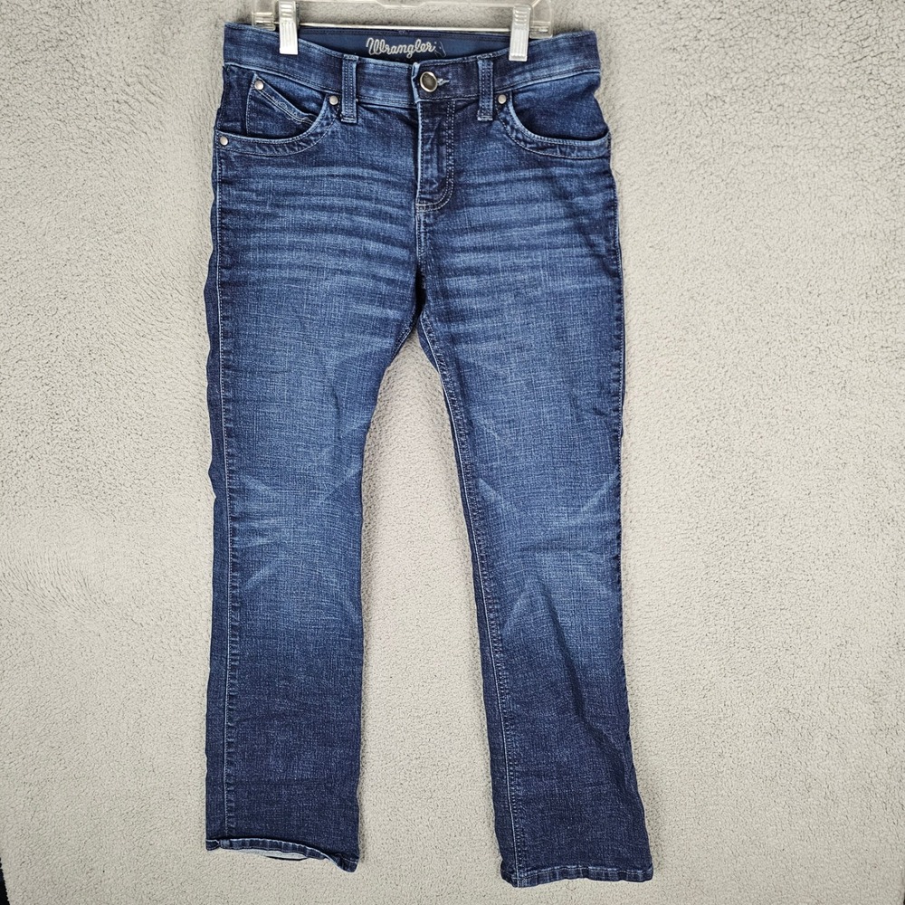 Wrangler Jeans Women 5x34 Blue Q-Baby Ultimate Riding Bootcut Dark Wash Denim